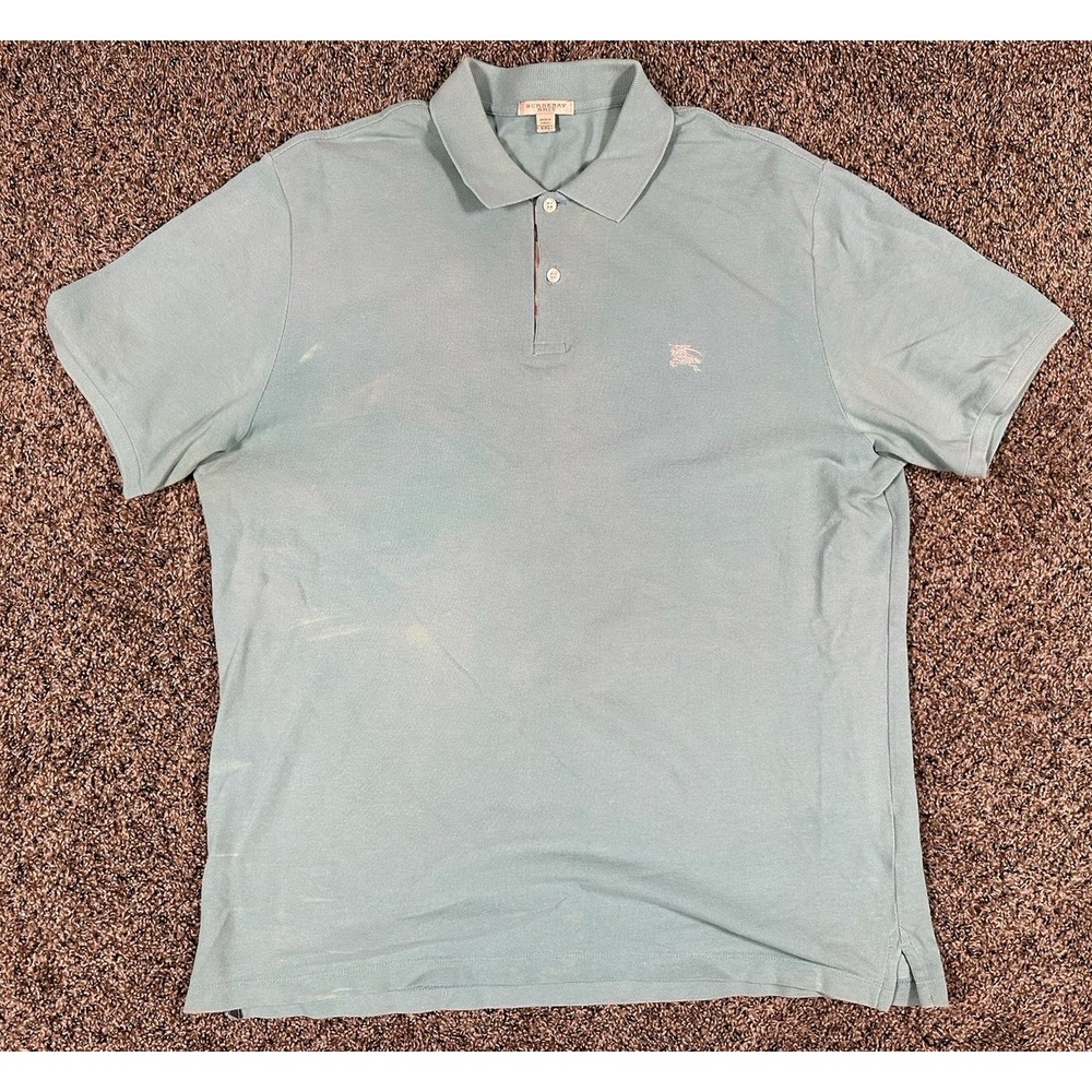 Burberry Brit London Men's XXL Blue Polo Shirt Short Sleeve Nova Check Golf